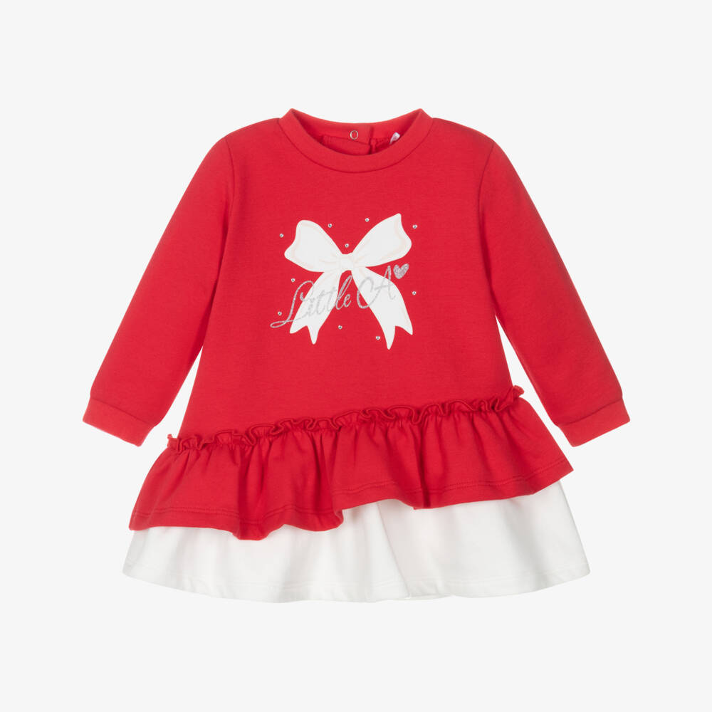 A Dee-Платье из хлопка с красным бантом для девочек | Childrensalon Outlet