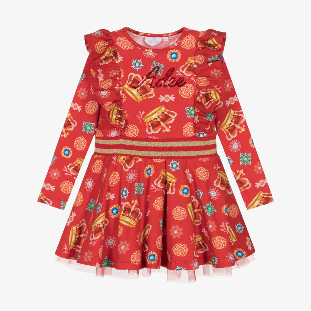A Dee-Красное платье с коронами для девочек | Childrensalon Outlet