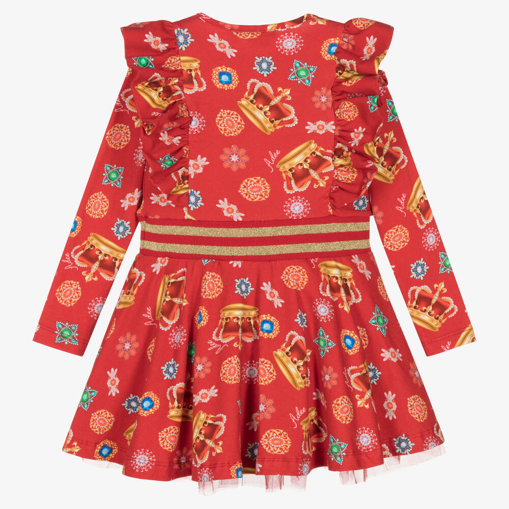 آدي-فستان قطن جيرسي لون أحمر | Childrensalon Outlet