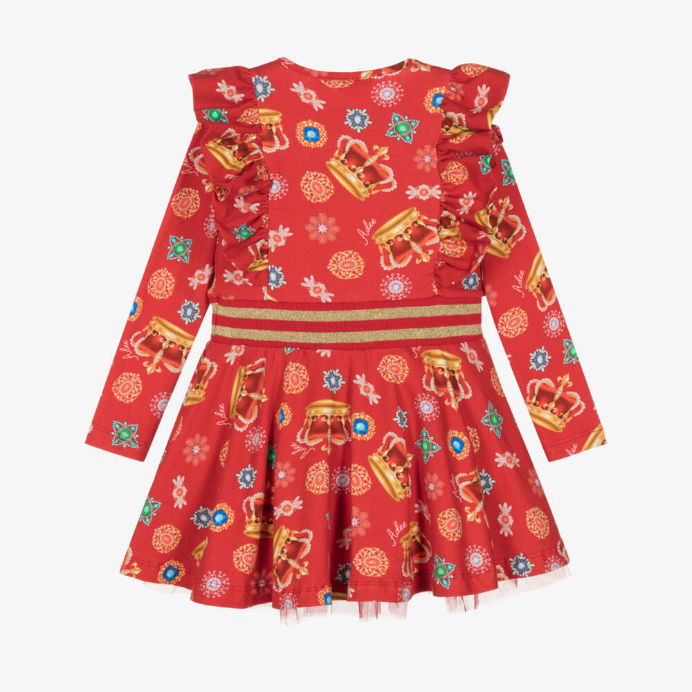 A Dee-فستان قطن جيرسي لون أحمر | Childrensalon Outlet