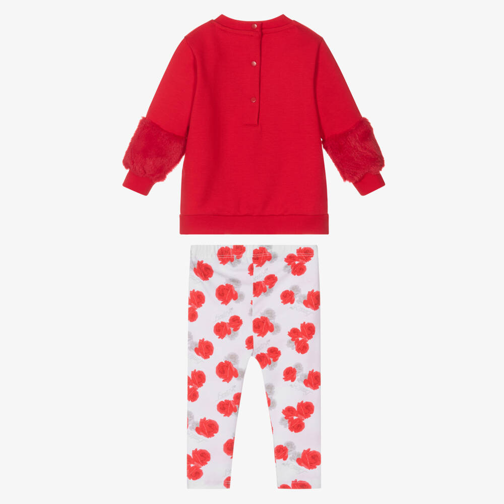 A Dee-Girls Red Cotton Leggings Set | Childrensalon Outlet