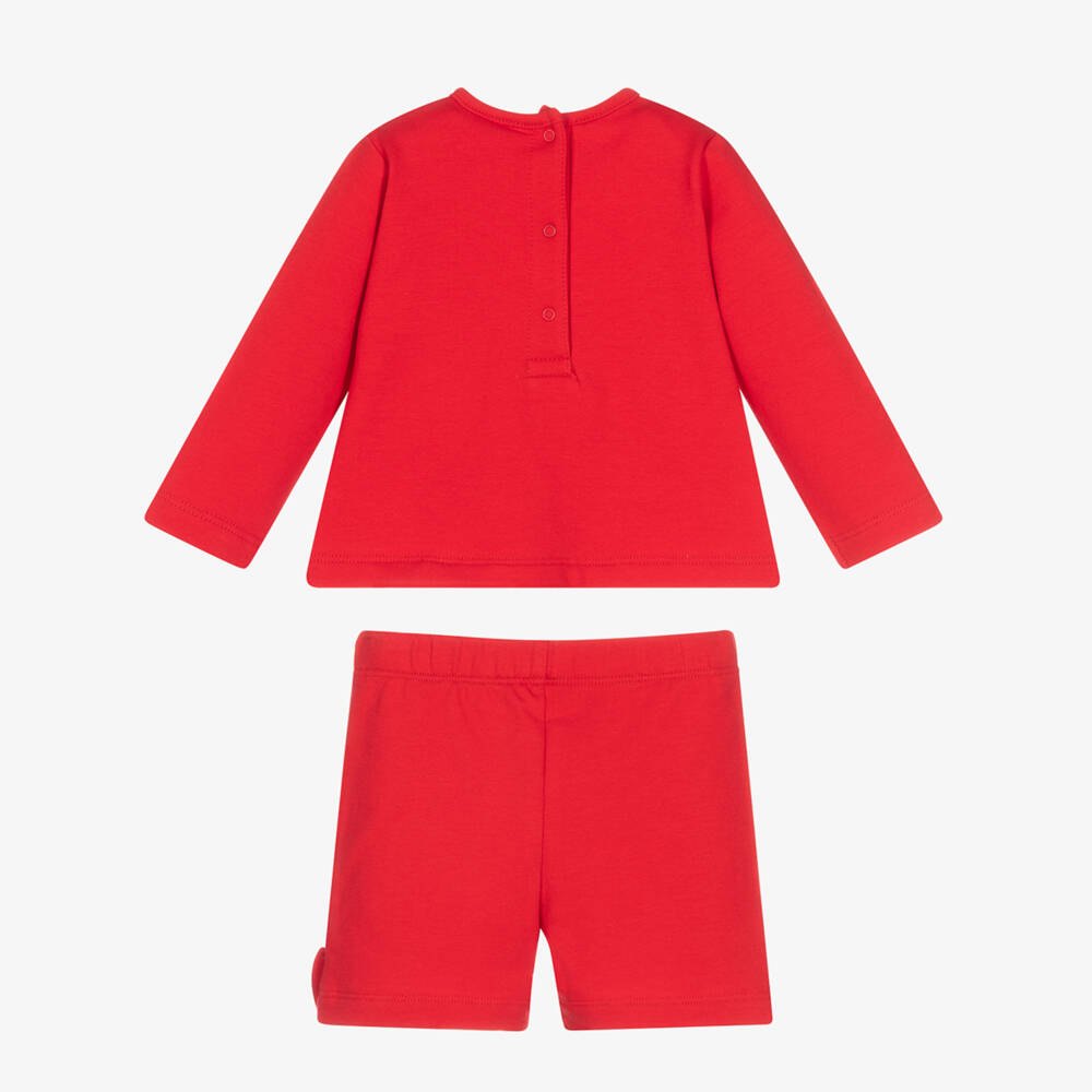 A Dee-Girls Red Cotton Shorts Set | Childrensalon Outlet