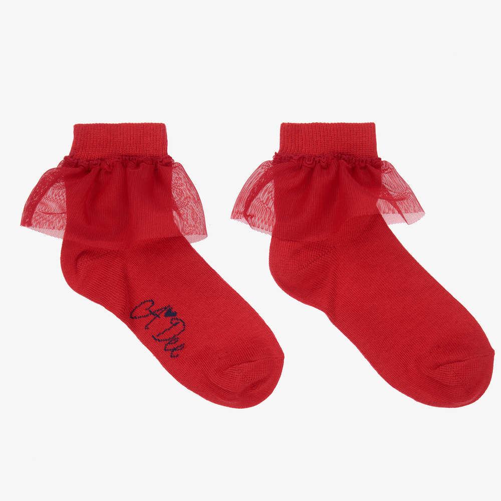 Girls red frilly hotsell socks