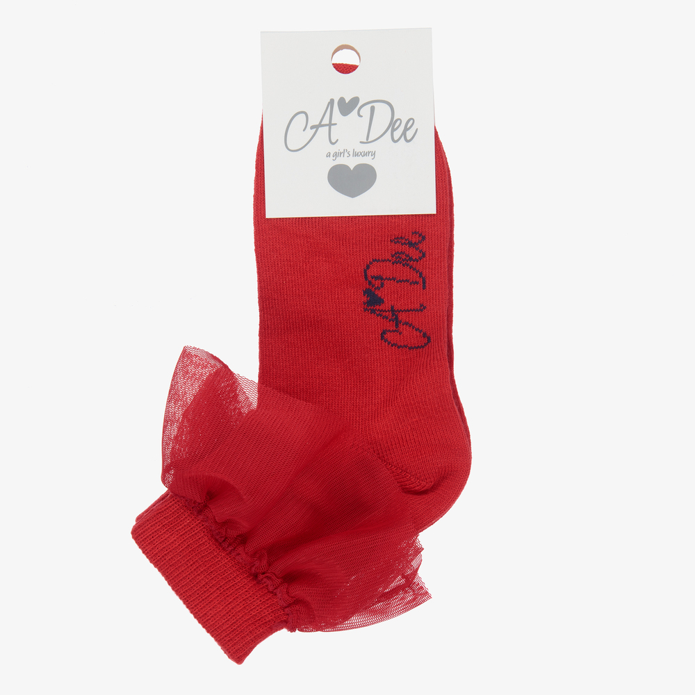 A Dee Girls Red Cotton Socks Childrensalon Outlet