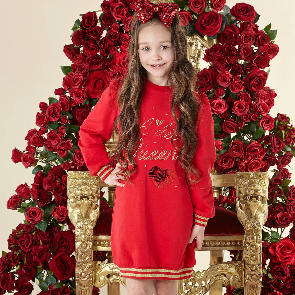 A Dee-Красно-золотистое платье из хлопка | Childrensalon Outlet