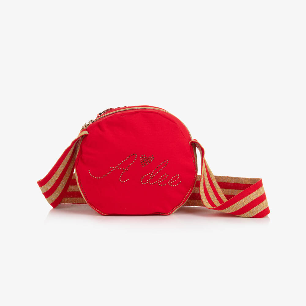 A Dee-حقيبة جيرسي مزينة بترتر لون أحمر وذهبي (18 سم) | Childrensalon Outlet