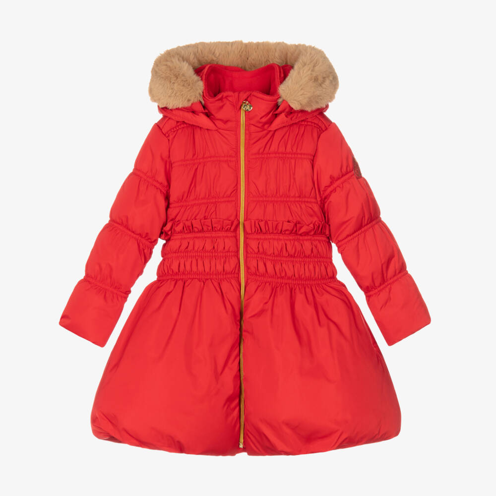 A Dee-Girls Red Hooded Puffer Coat | Childrensalon Outlet