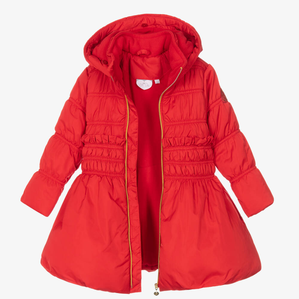 A Dee-Красный пуховик с капюшоном для девочек | Childrensalon Outlet