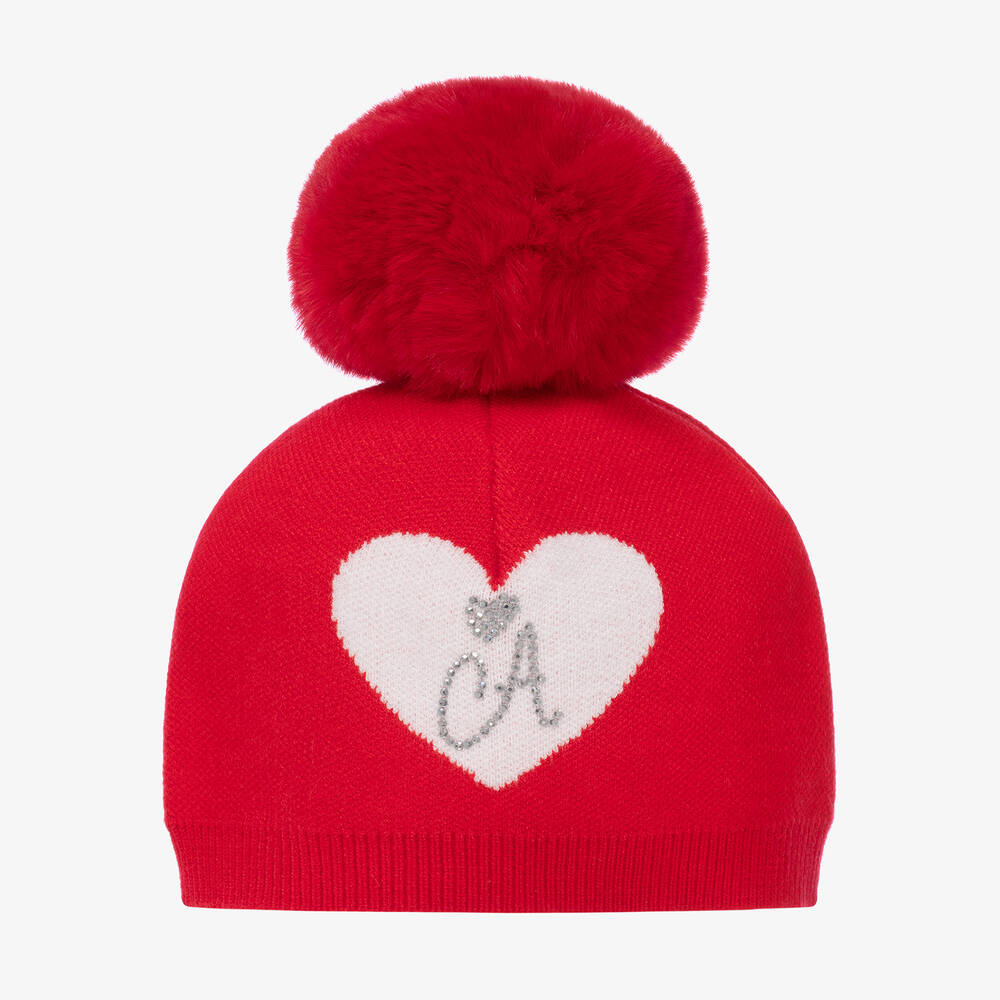 A Dee - قبعة بوم-بوم مزيج أكريليك لون أحمر | Childrensalon