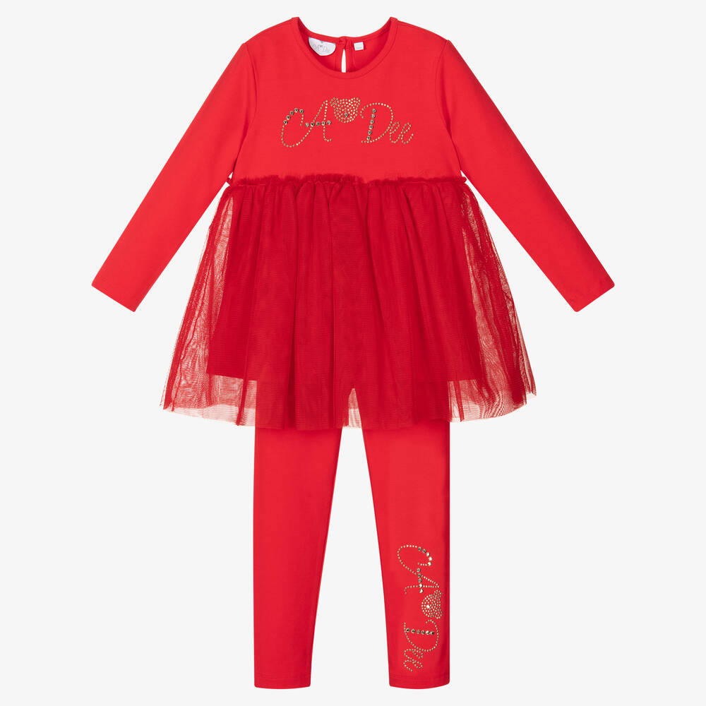 A Dee - Красное платье и легинсы для девочек | Childrensalon