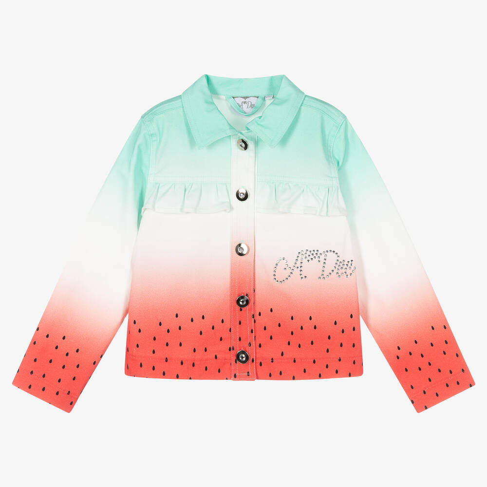 A Dee - Girls Red Ombré Cotton Jacket | Childrensalon