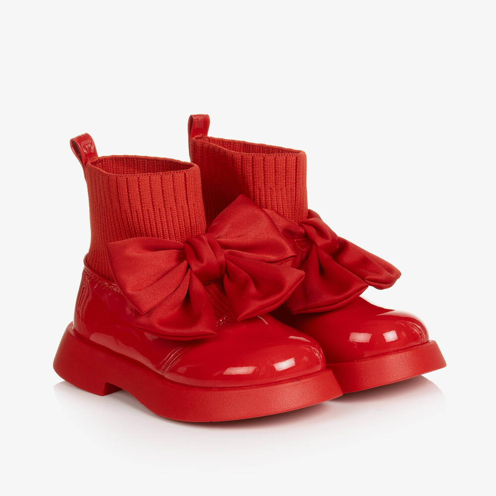 A Dee - Girls Red Patent Faux Leather Boots | Childrensalon