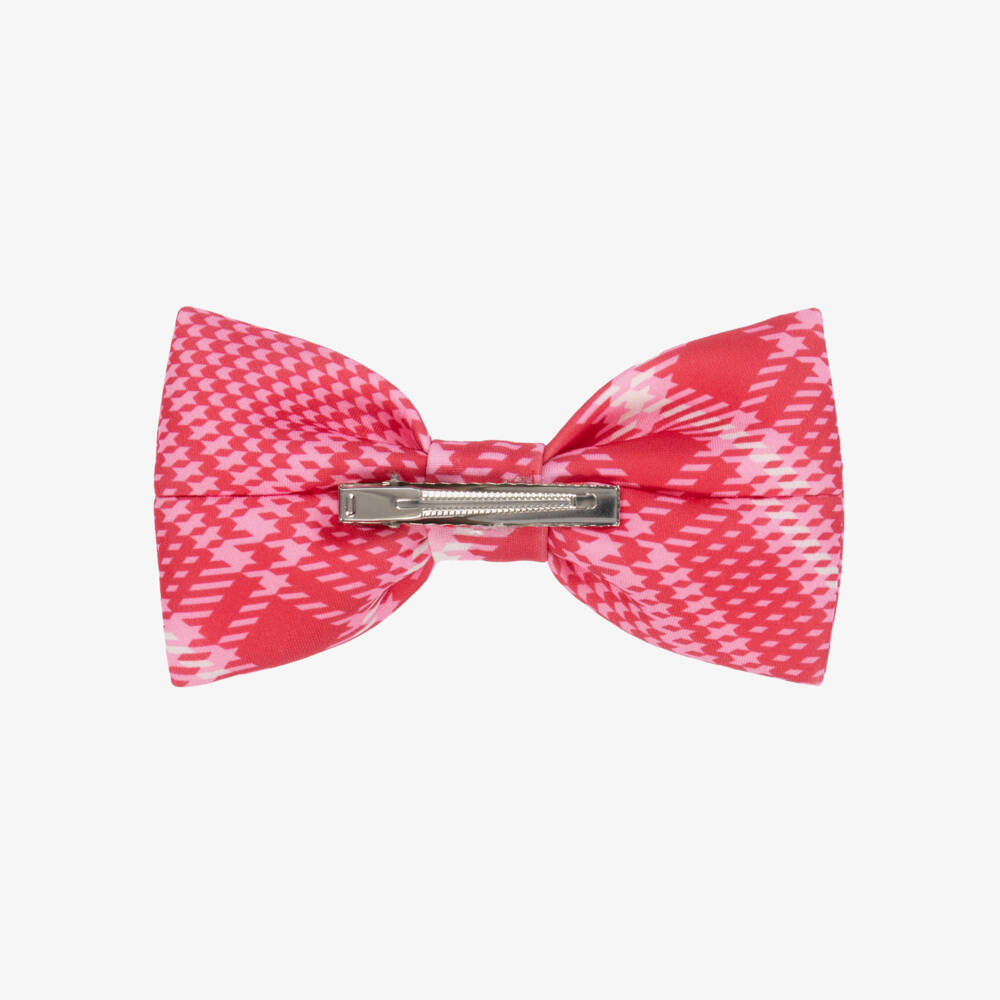 A Dee-Girls Red & Pink Check Neoprene Bow Hair Clip (14cm) | Childrensalon Outlet