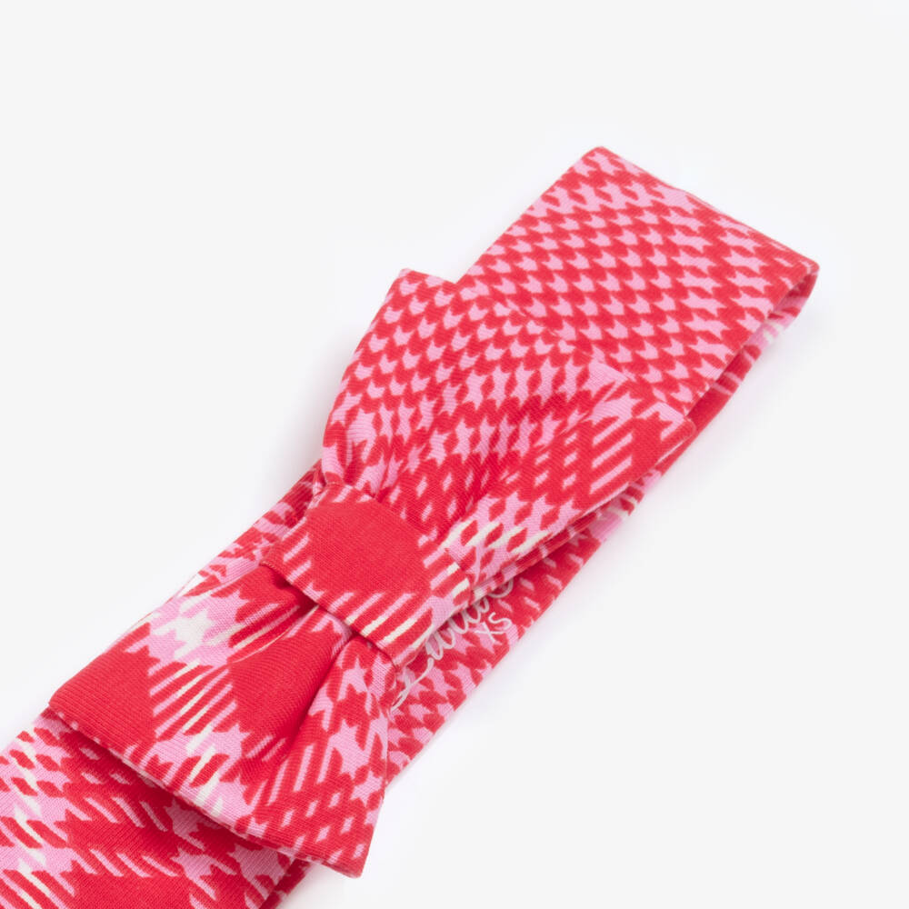A Dee-عصابة رأس حمراء بنقشة هوندستوث للبنات مع فيونكة | Childrensalon Outlet
