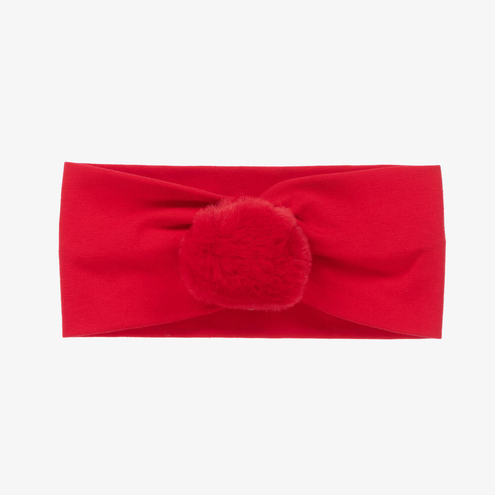 A Dee - Girls Red Pom-Pom Headband | Childrensalon