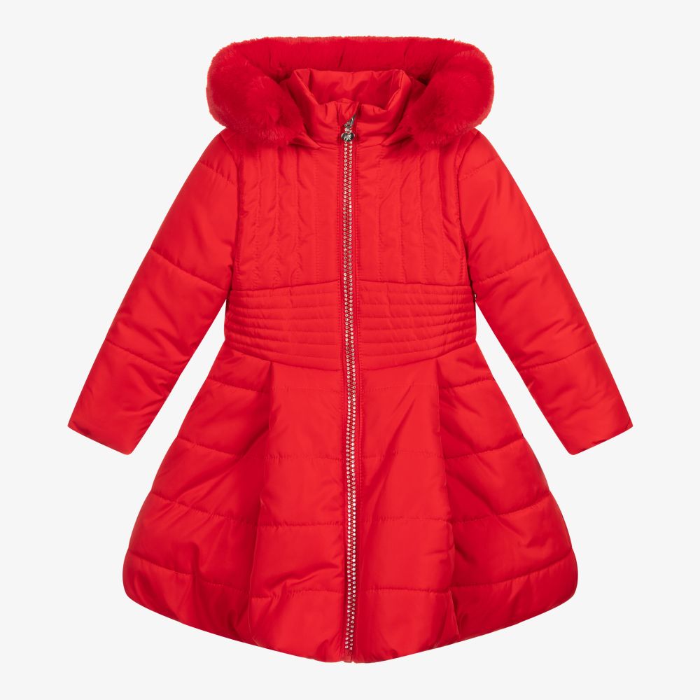 A Dee - Girls Red Puffer Coat | Childrensalon