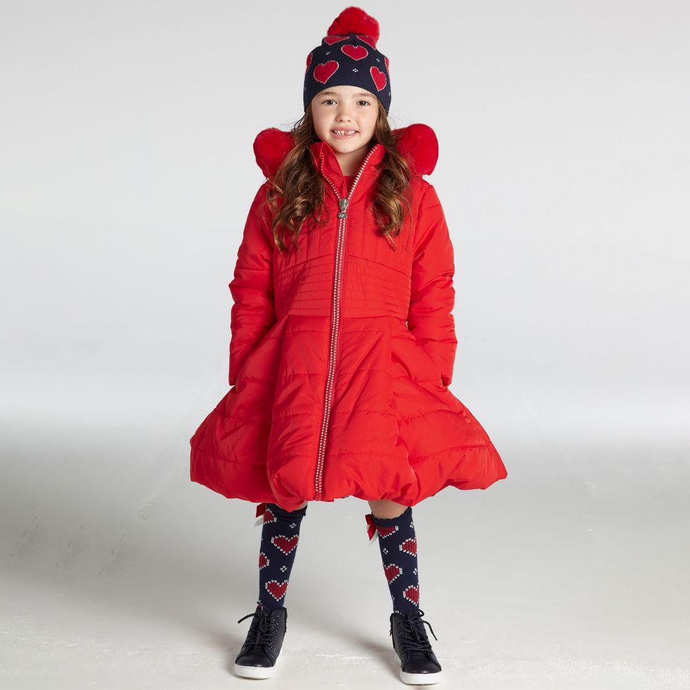Girls red puffa coat new arrivals
