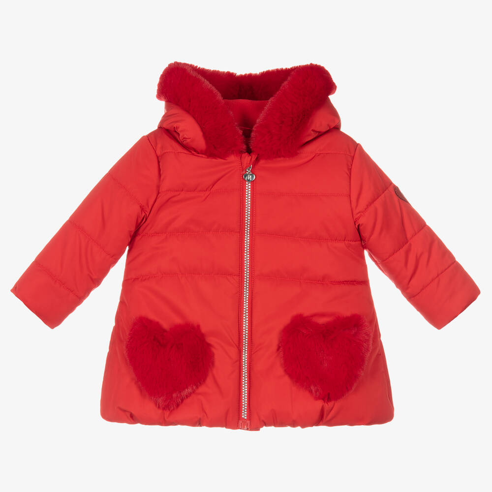 A Dee - Girls Red Puffer Coat | Childrensalon