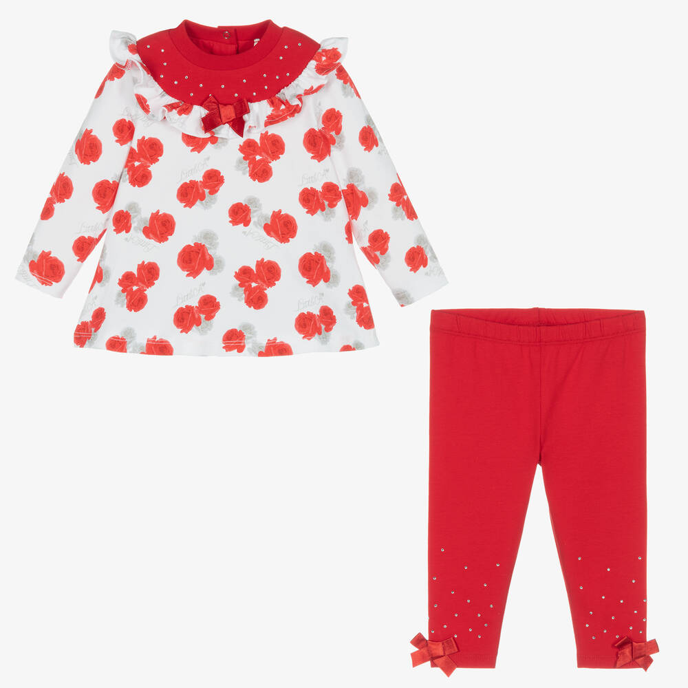 A Dee Girls Red Roses Cotton Leggings Set Childrensalon Outlet