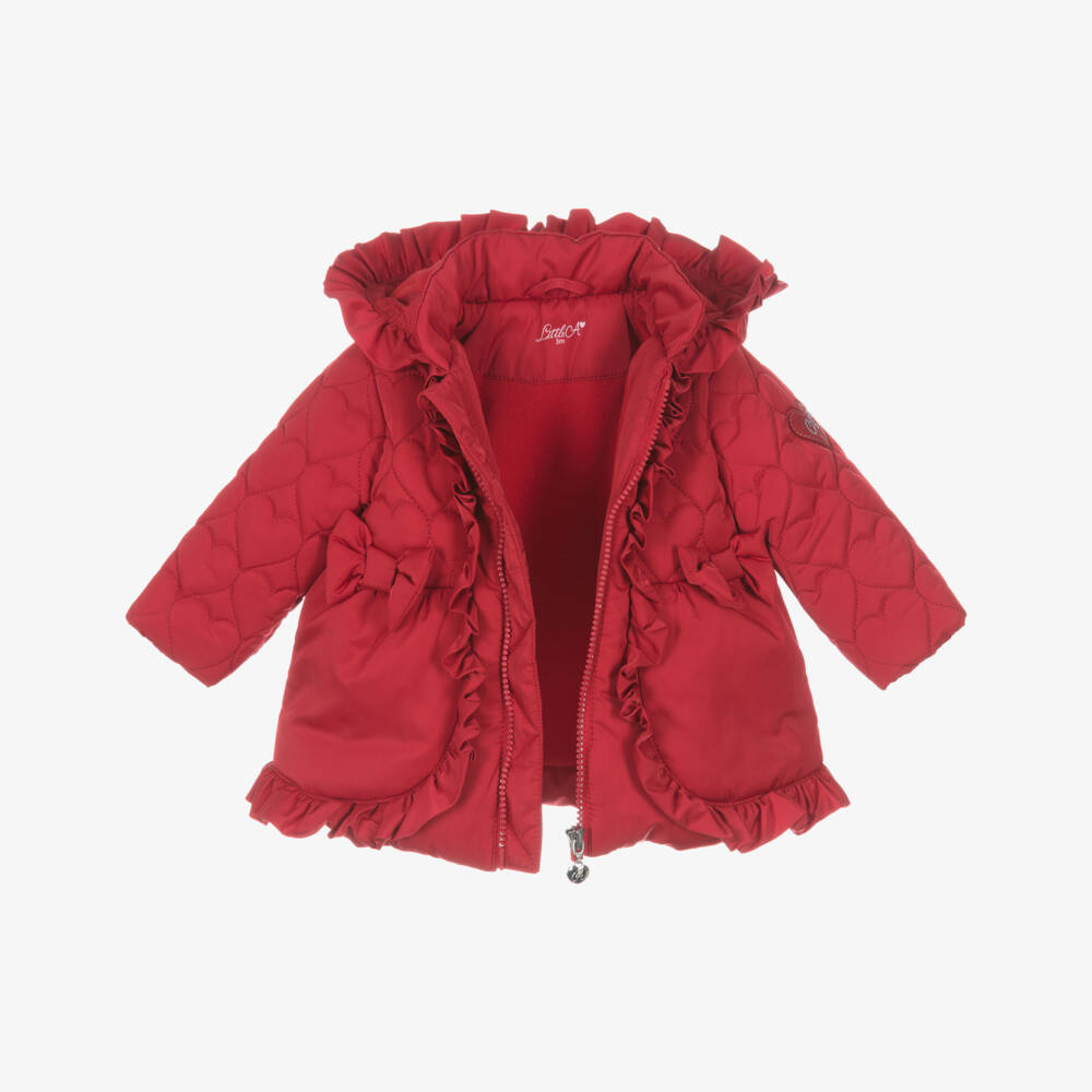A Dee-Куртка пуховик с рюшами красная для девочек | Childrensalon Outlet