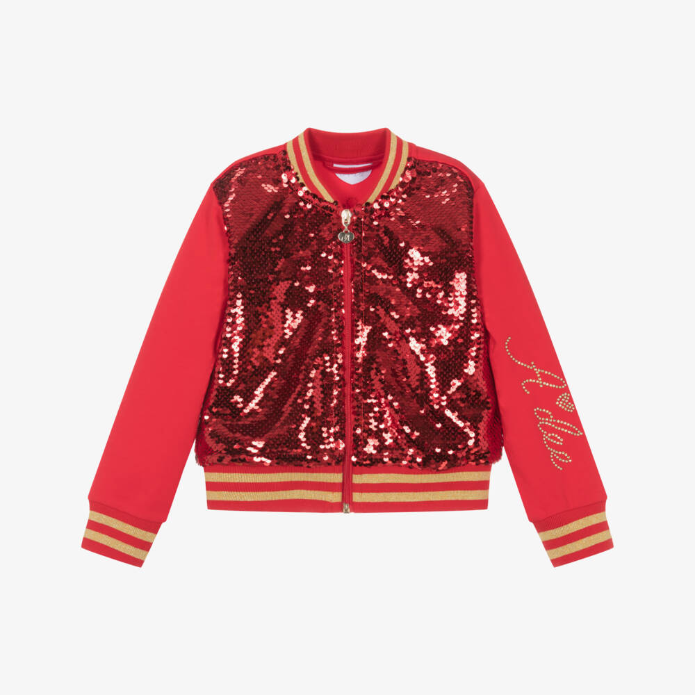 A Dee-Girls Red Sequin Zip-Up Top | Childrensalon Outlet