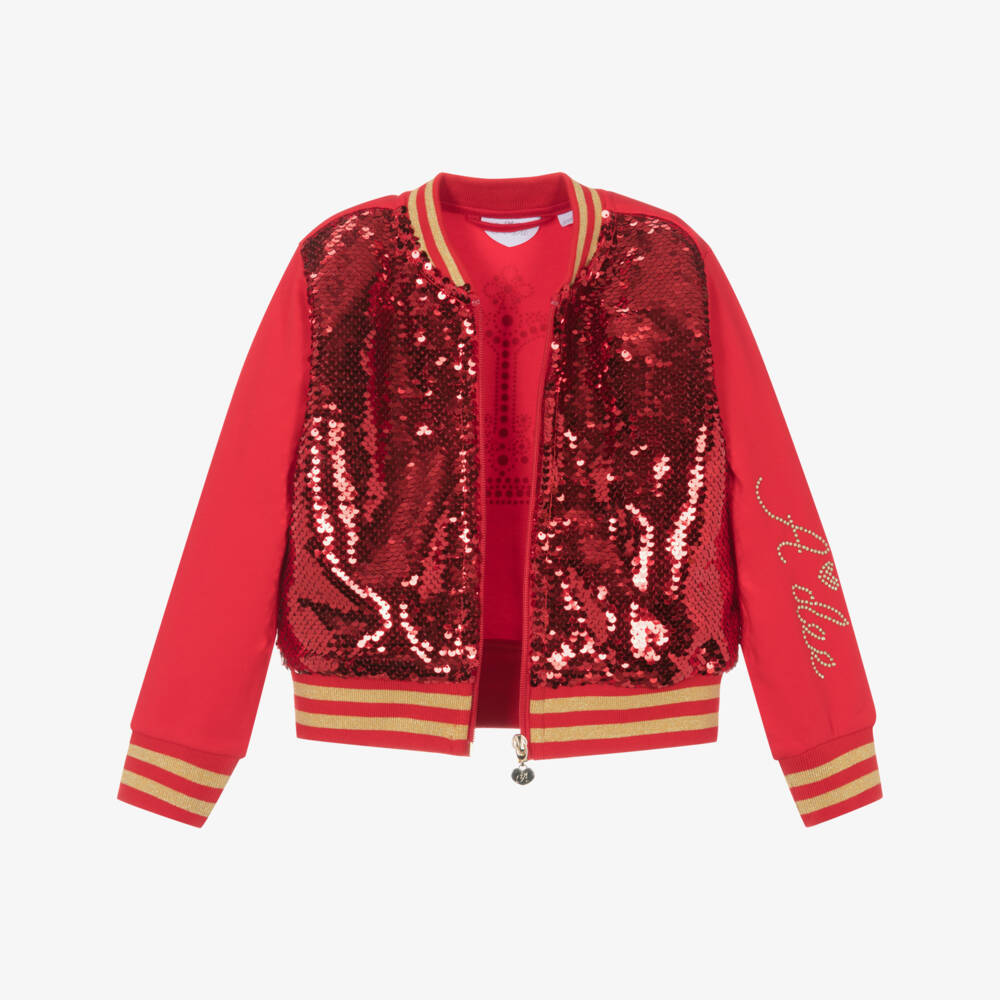 A Dee-Girls Red Sequin Zip-Up Top | Childrensalon Outlet