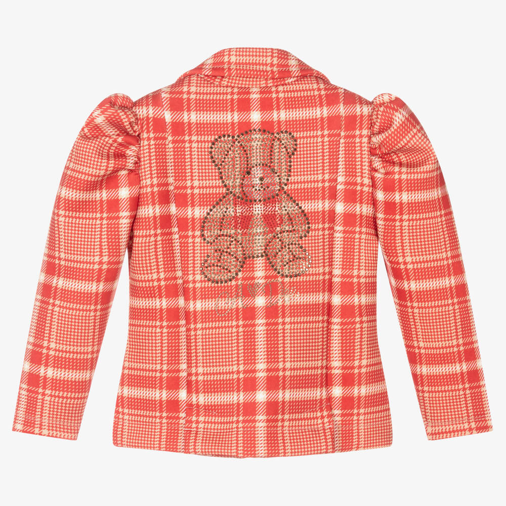 آدي-جاكيت بلايزر تارتان لون أحمر للبنات | Childrensalon Outlet