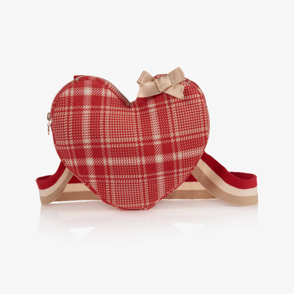 A Dee-Красная сумка-сердце в клетку (22см) | Childrensalon Outlet