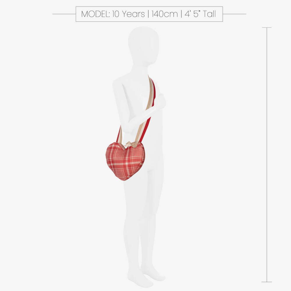 A Dee-Girls Red Tartan Heart Bag (22cm) | Childrensalon Outlet