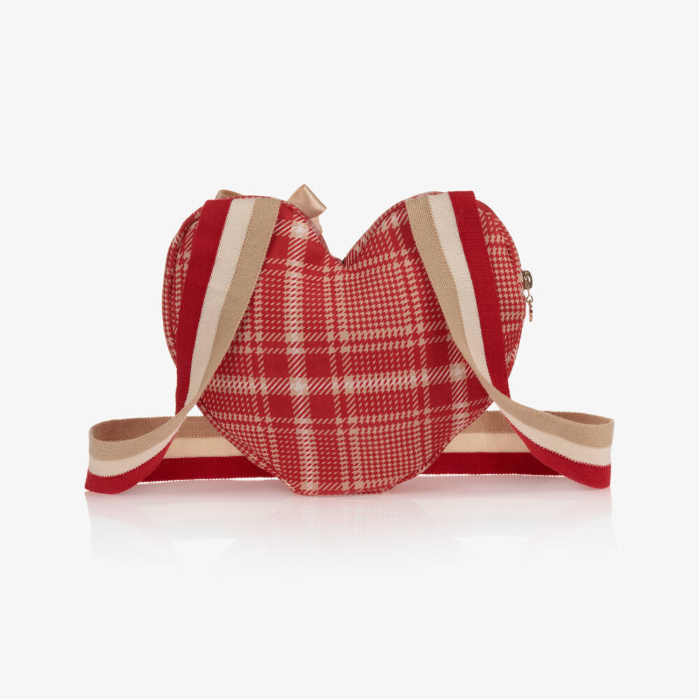 A Dee-Girls Red Tartan Heart Bag (22cm) | Childrensalon Outlet
