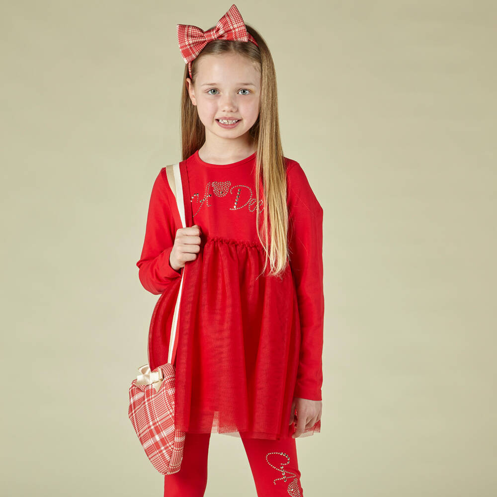 A Dee-Girls Red Tartan Heart Bag (22cm) | Childrensalon Outlet