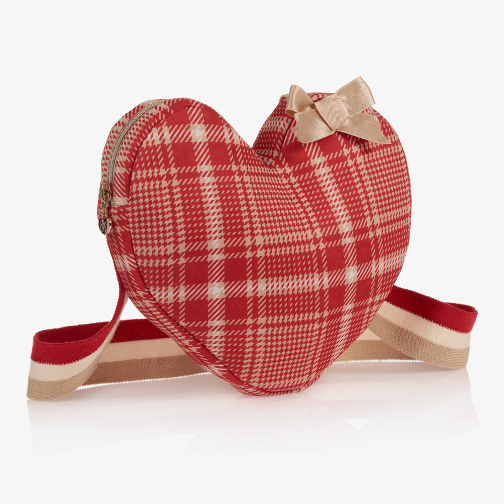 A Dee-Girls Red Tartan Heart Bag (22cm) | Childrensalon Outlet