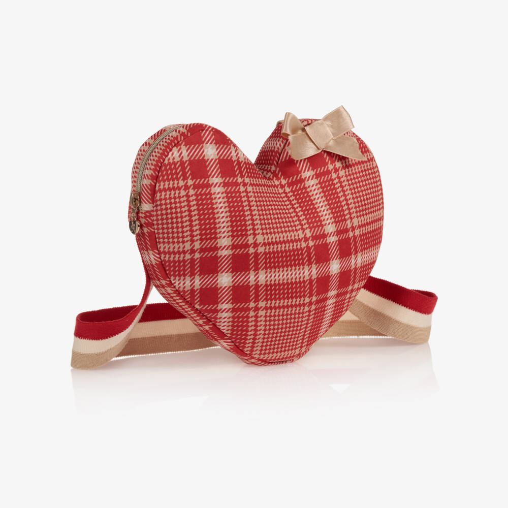 A Dee-Girls Red Tartan Heart Bag (22cm) | Childrensalon Outlet