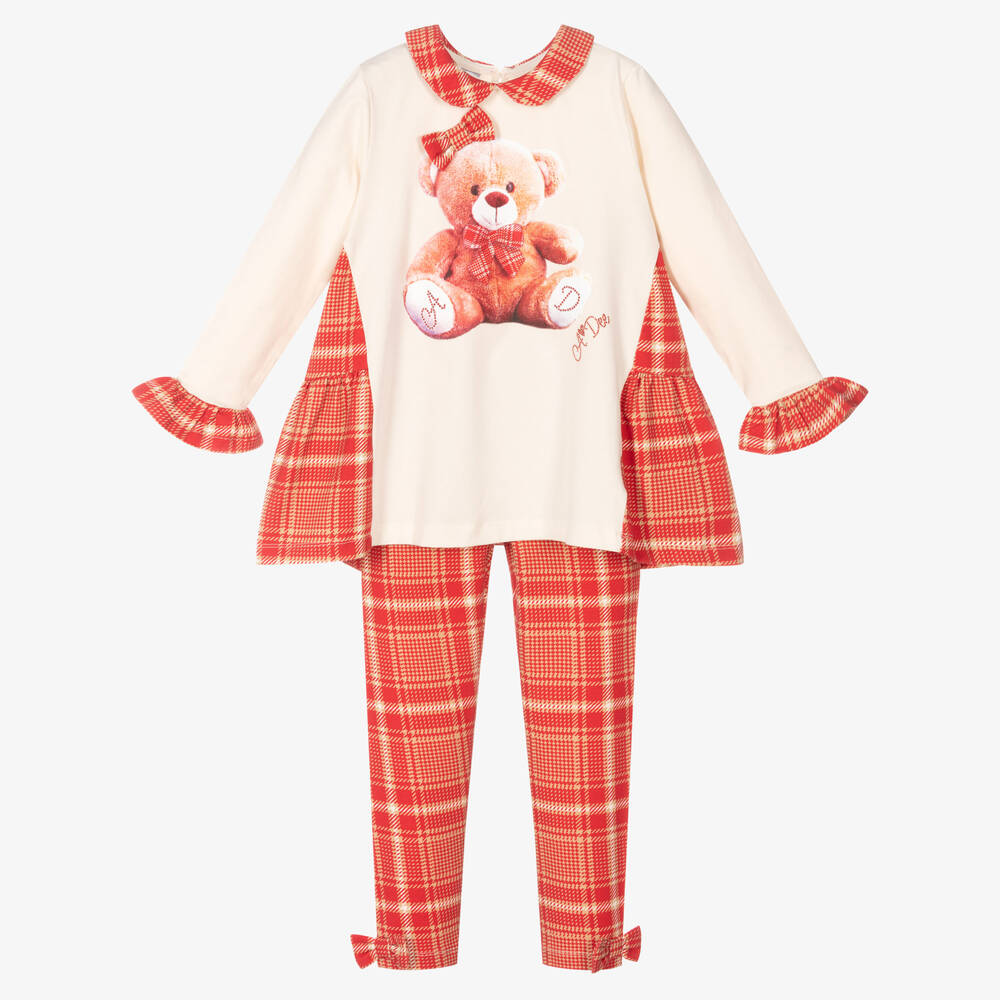 A Dee-Girls Red Tartan Leggings Set | Childrensalon Outlet