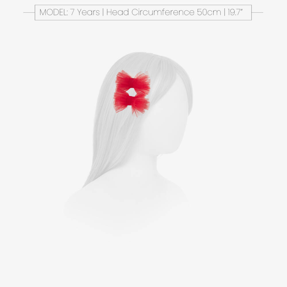 A Dee-Girls Red Tulle Mini Hair Clips with Bows (2 Pack) | Childrensalon Outlet