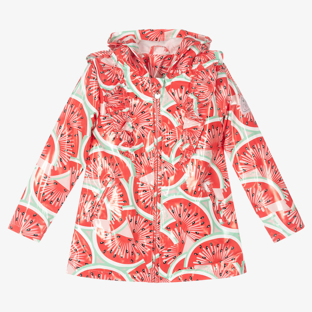 A Dee - Girls Red Watermelon Raincoat | Childrensalon