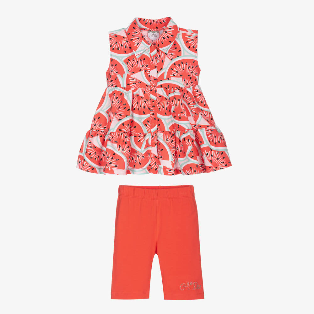 A Dee-Girls Red Watermelon Shorts Set | Childrensalon Outlet