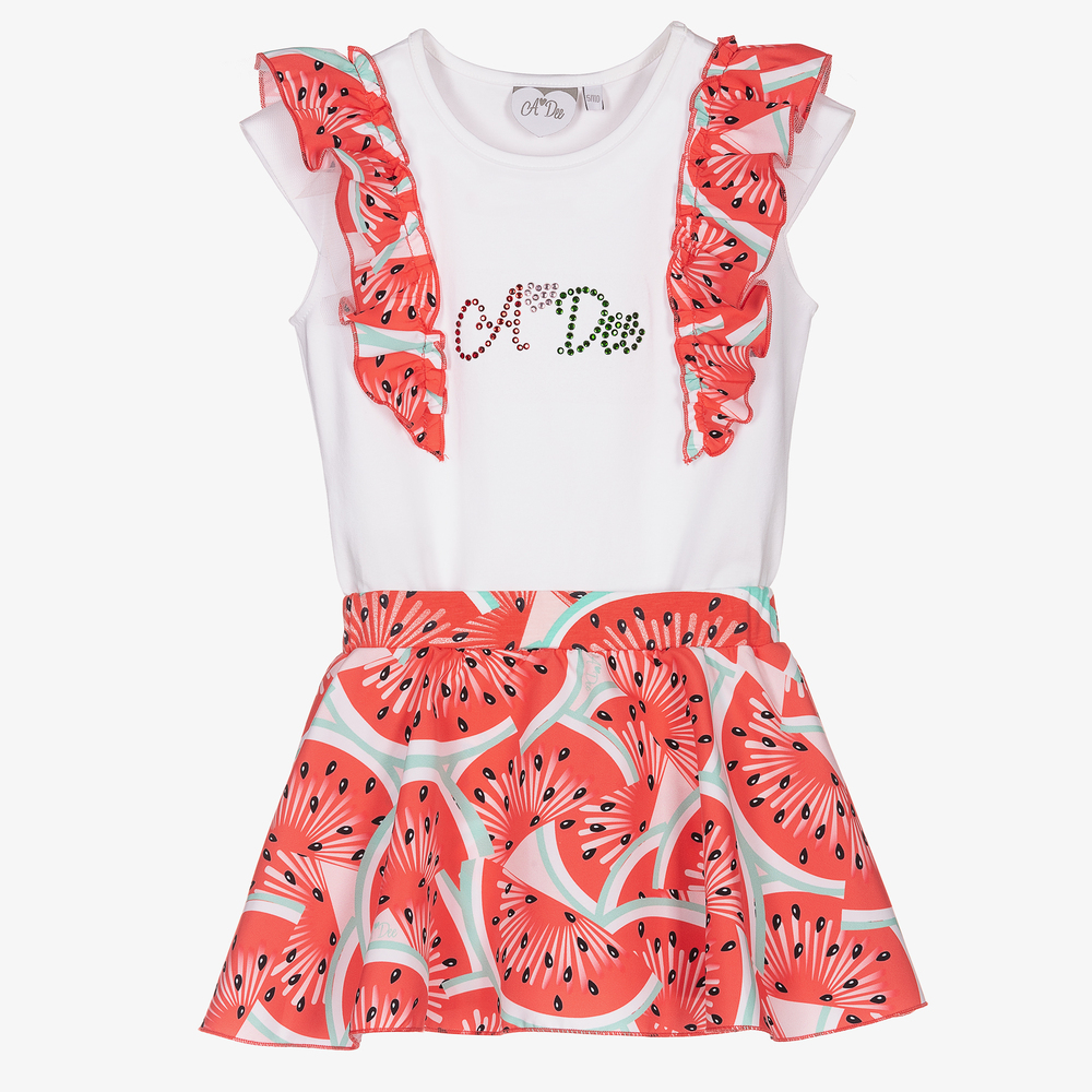 A Dee - Girls Red Watermelon Skort Set | Childrensalon