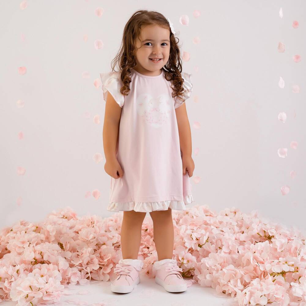 A Dee-Girls Rosy Bunny Cotton Frock | Childrensalon Outlet