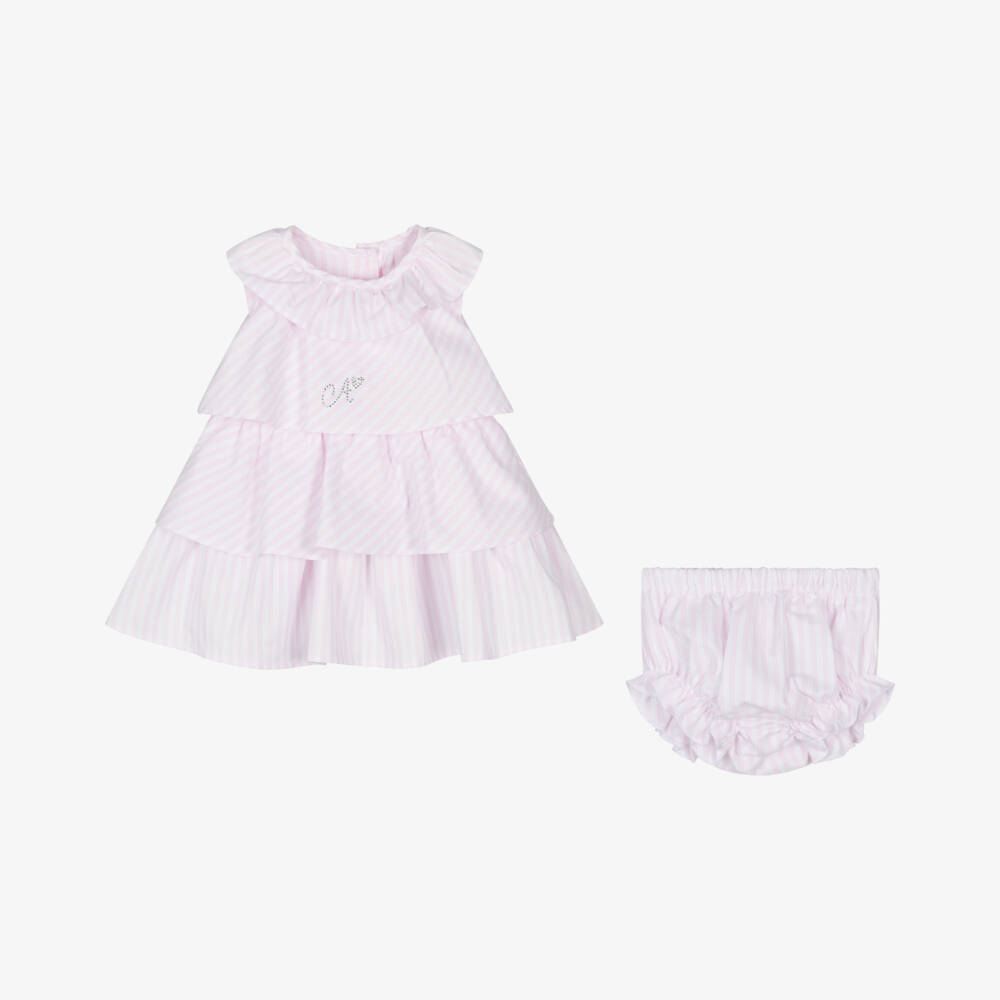 A Dee-Girls Rosy Striped Cotton Frock | Childrensalon Outlet