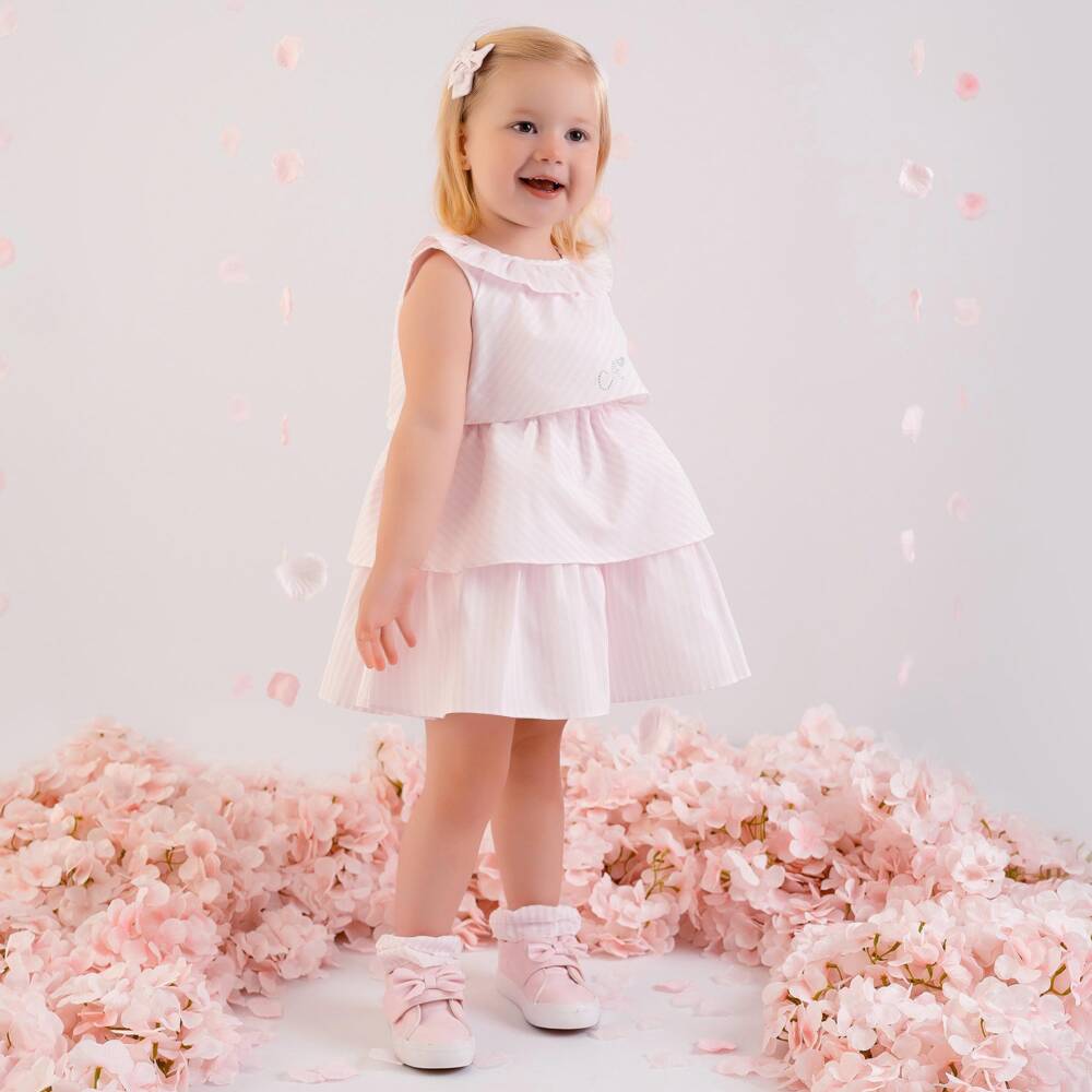 A Dee-Girls Rosy Striped Cotton Frock | Childrensalon Outlet