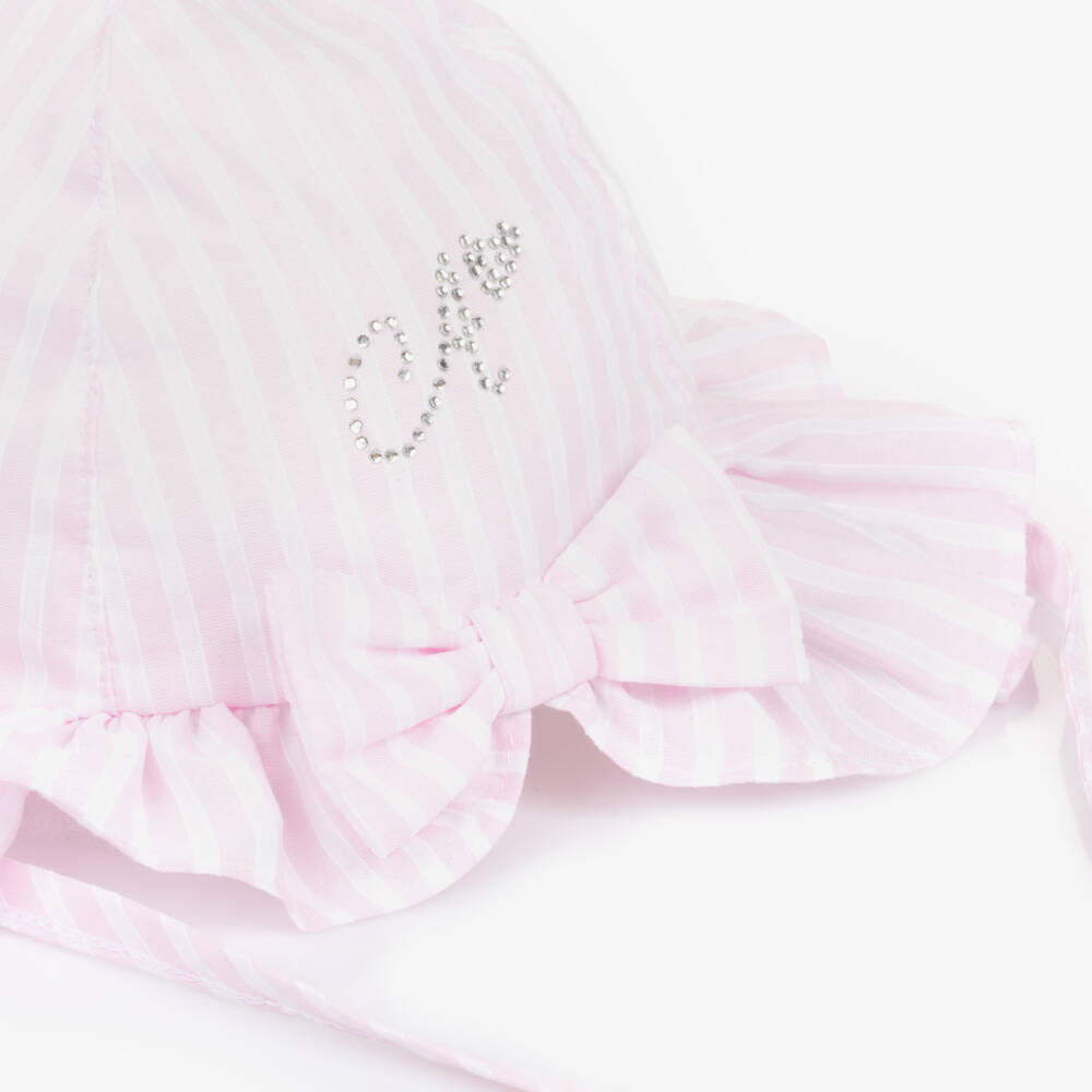 A Dee-Girls Rosy Striped Cotton Sun Bonnet | Childrensalon Outlet