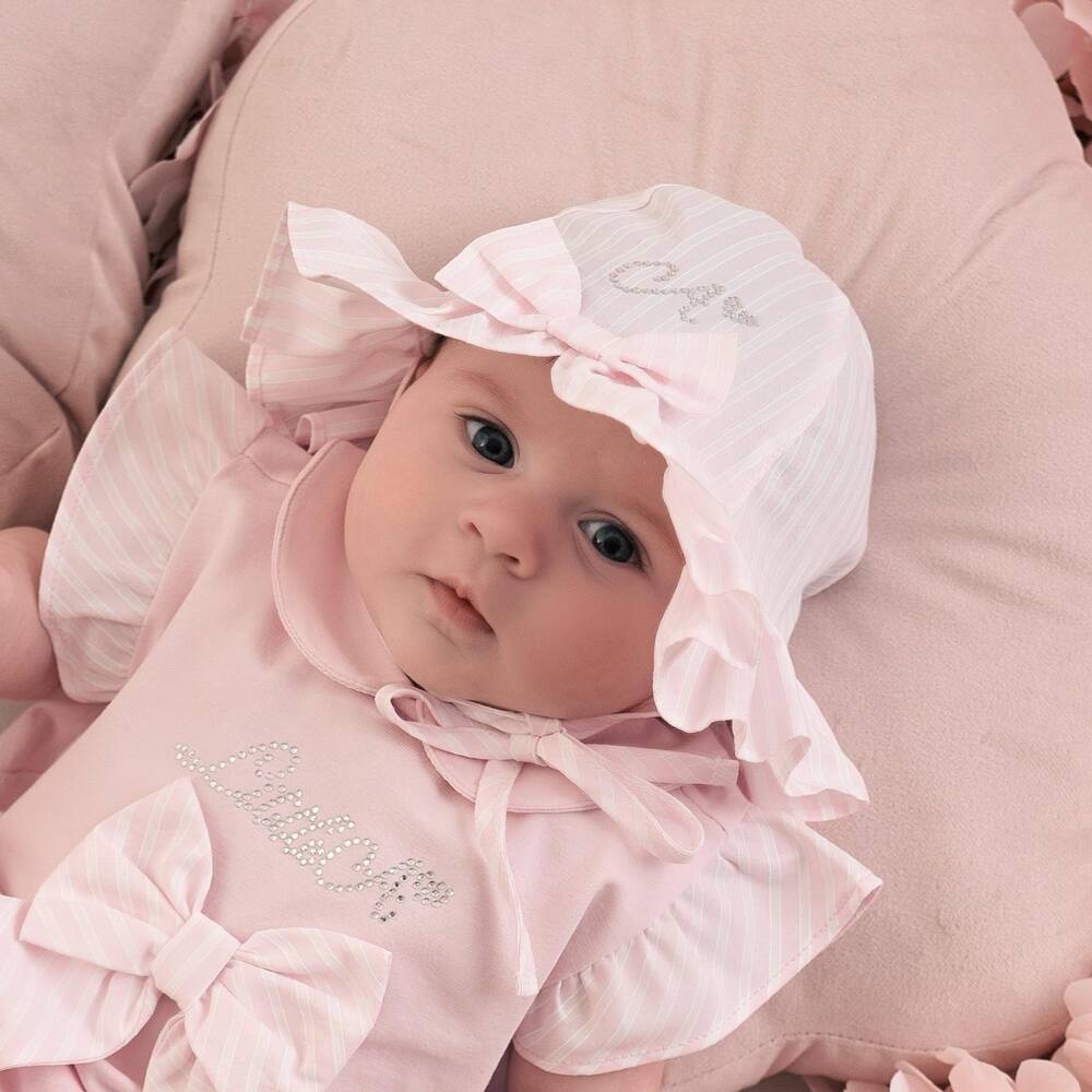 A Dee-Girls Rosy Striped Cotton Sun Bonnet | Childrensalon Outlet
