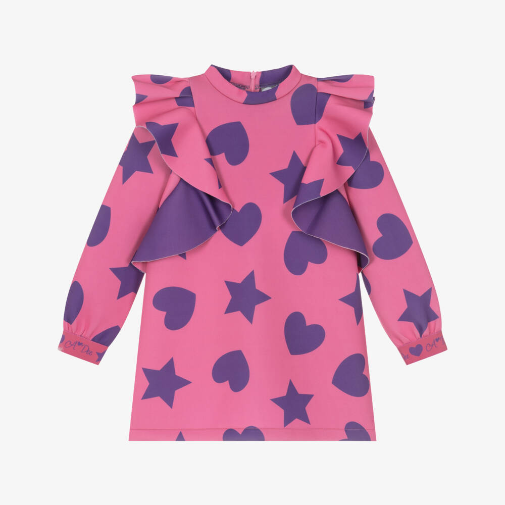 A Dee-Girls Ruffled Pink Scuba Dress | Childrensalon Outlet