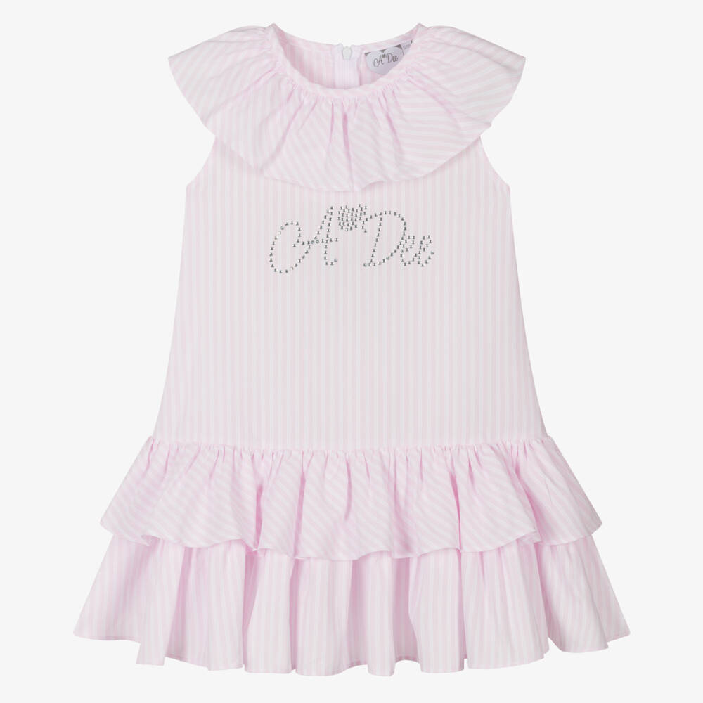 A Dee-Girls Ruffled Pink Stripe Dress | Childrensalon Outlet