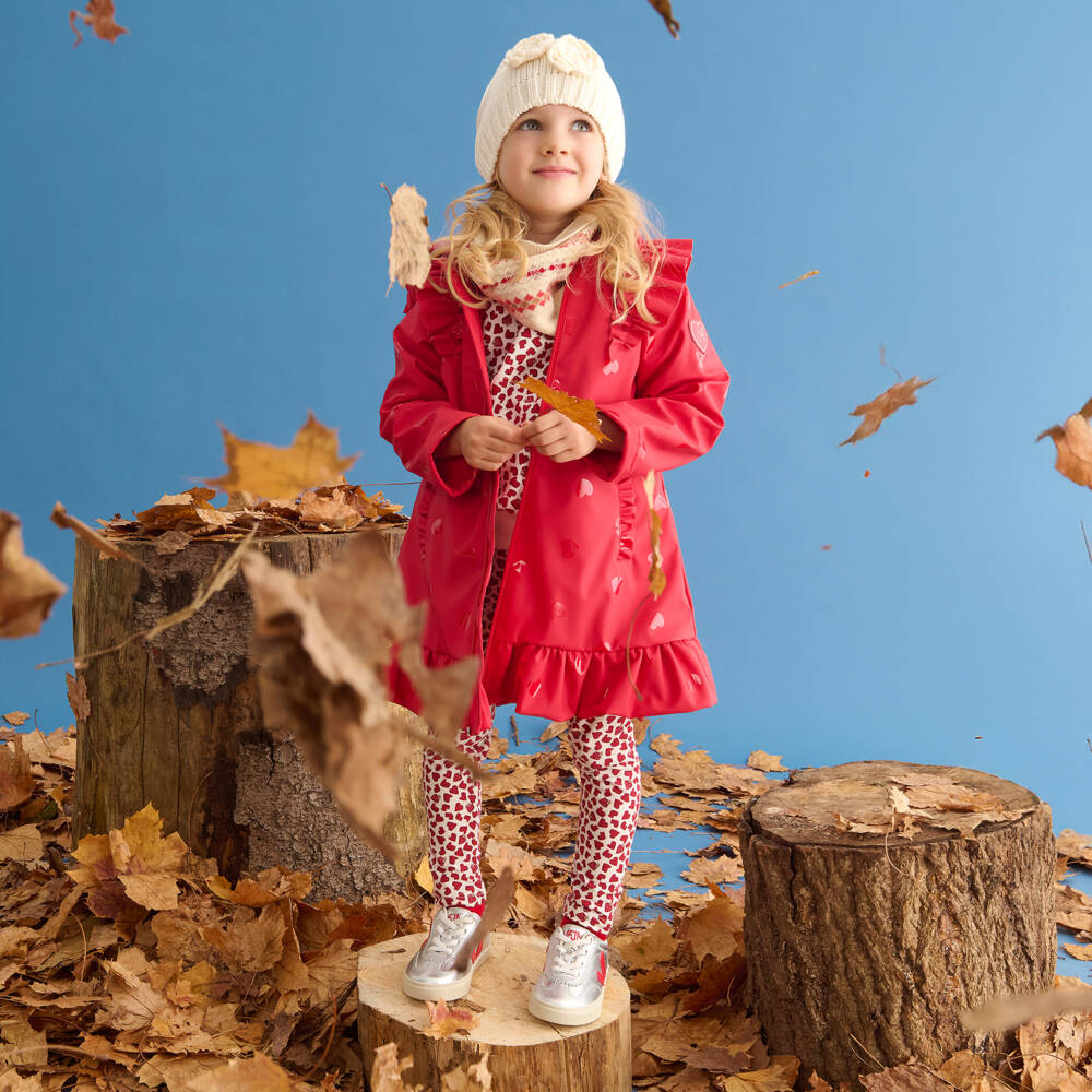 A Dee-معطف مطري أحمر مزين بكشكش للبنات | Childrensalon Outlet