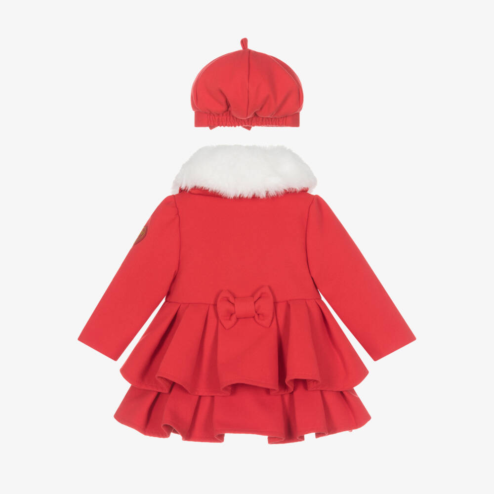 A Dee-Girls Scarlet Coat and Cap Ensemble | Childrensalon Outlet