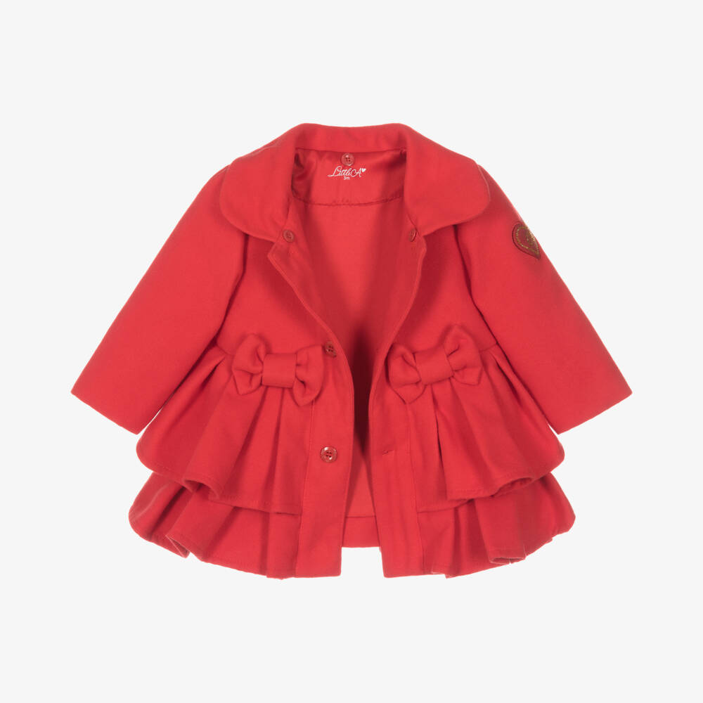 A Dee-Girls Scarlet Coat and Cap Ensemble | Childrensalon Outlet
