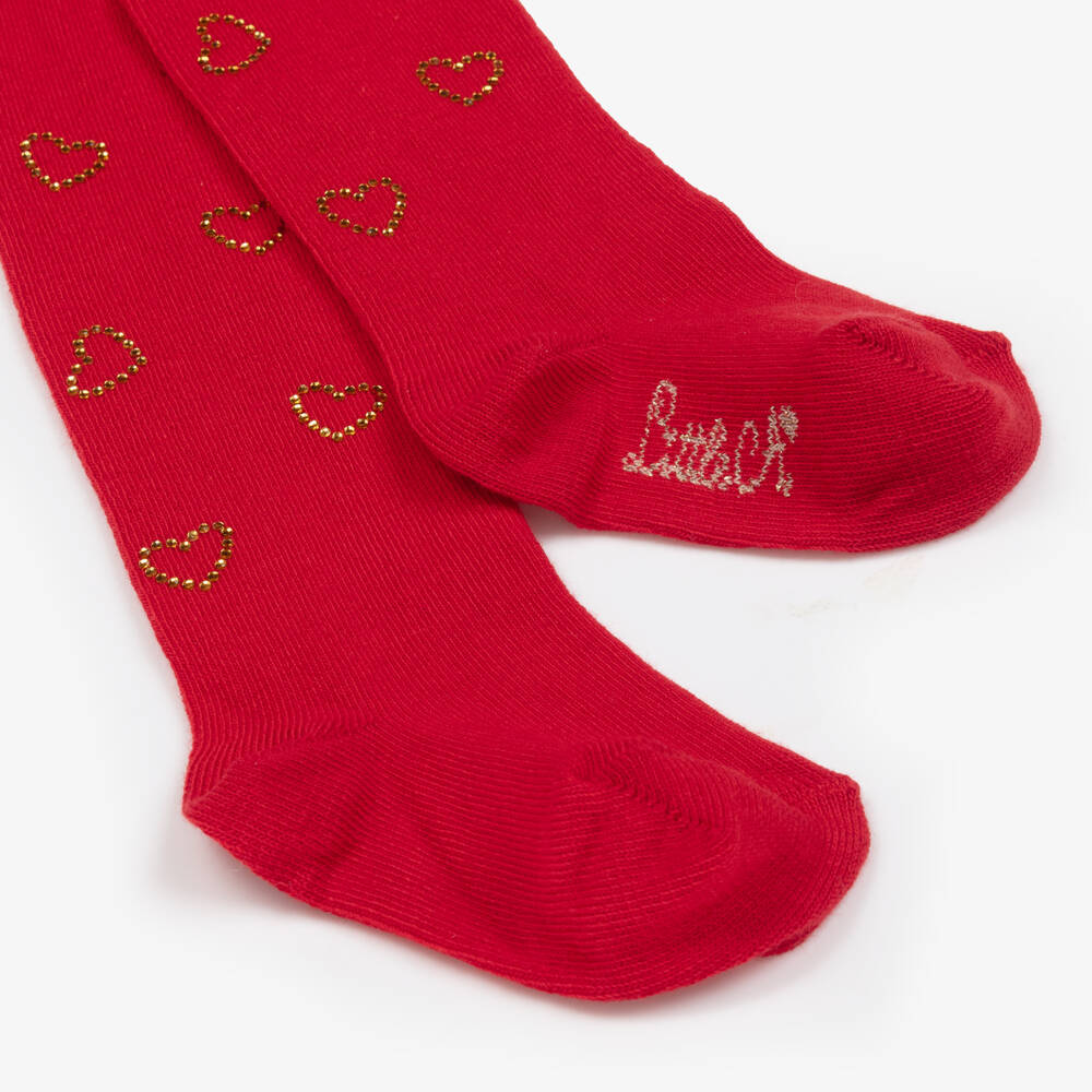 A Dee-Girls Scarlet Heart Sparkle Tights | Childrensalon Outlet