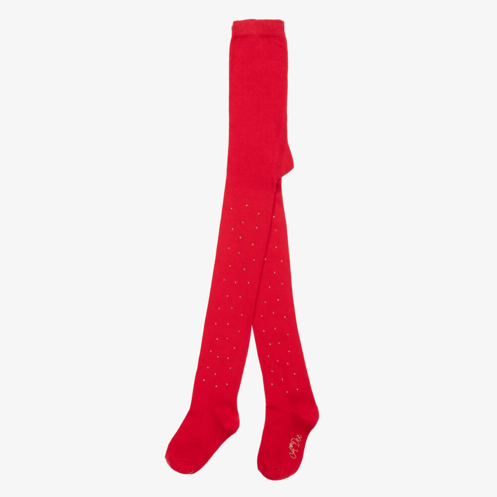 A Dee-Girls Scarlet Sparkle Knit Tights | Childrensalon Outlet